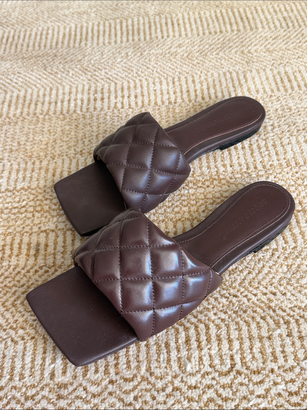 Bottega Veneta Quilted Leather Slide Sandals - Brown